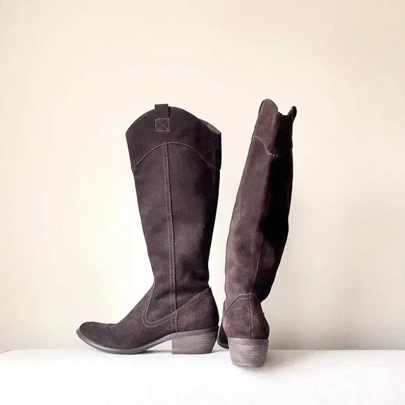 Vintage dark Brown Suede Cowboy Boots – Size 7.5 - Picture 3 of 5